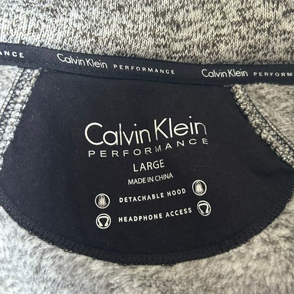 Calvin Klein Performance Longline Zip Hoodie Sweater Coat Gray L - Picture 3 of 4